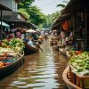Thaiwander Travel Best Tour Agency in Bangkok, Thailand Canal With Boat Bunch Vegetables It