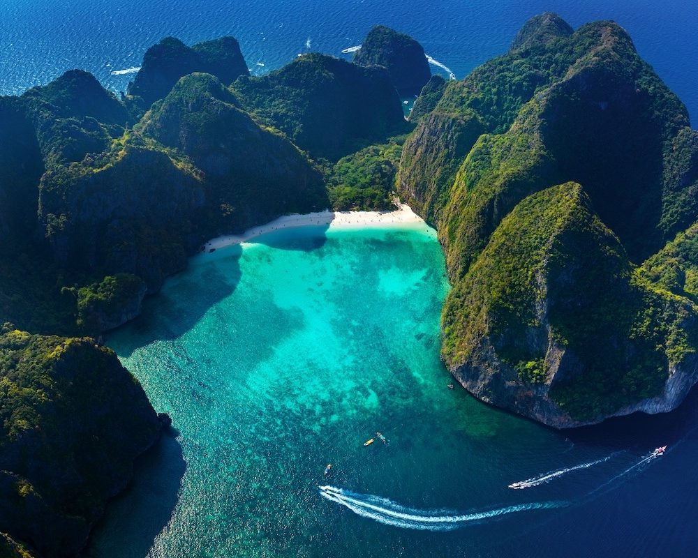 Thaiwander Travel Best Tour Agency in Bangkok, Thailand Aerial,view,of,maya,bay,in,phi,phi,island,,thailand.