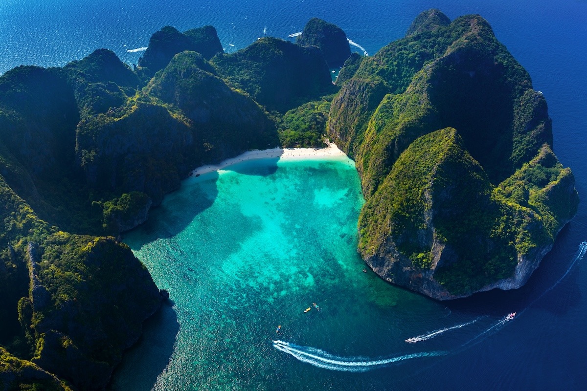 Thaiwander Travel Best Tour Agency in Bangkok, Thailand Aerial,view,of,maya,bay,in,phi,phi,island,,thailand.