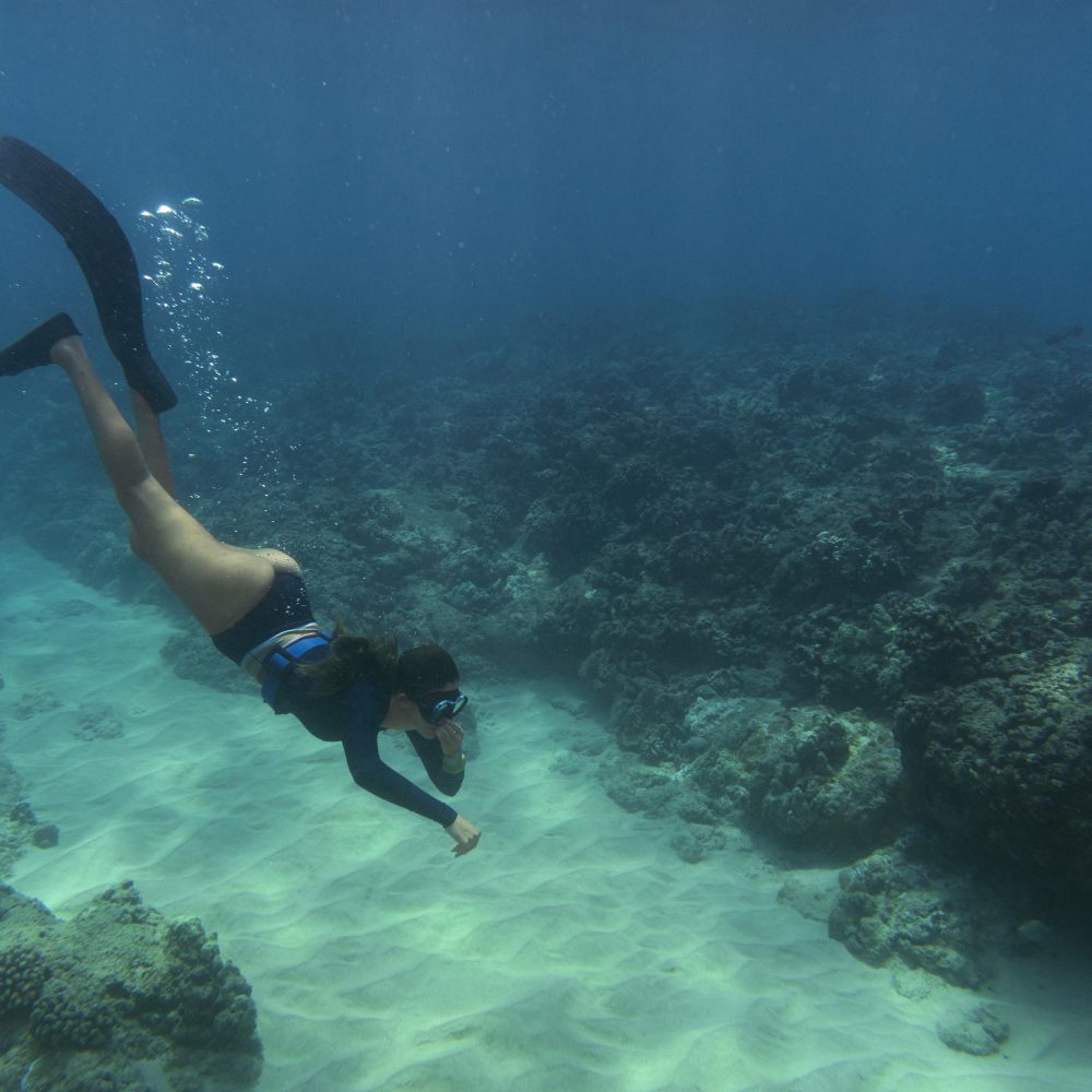 Thaiwander Travel Best Tour Agency in Bangkok, Thailand Woman Freediving With Flippers Underwater